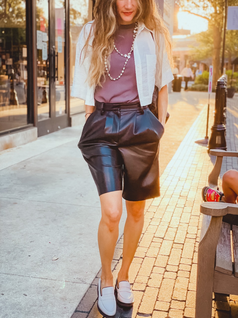 Styling Faux Leather Shorts - Dancing Mama Style