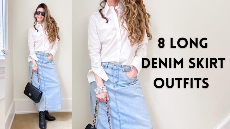 8 Ways To Wear a Long Denim Skirt - Dancing Mama Style